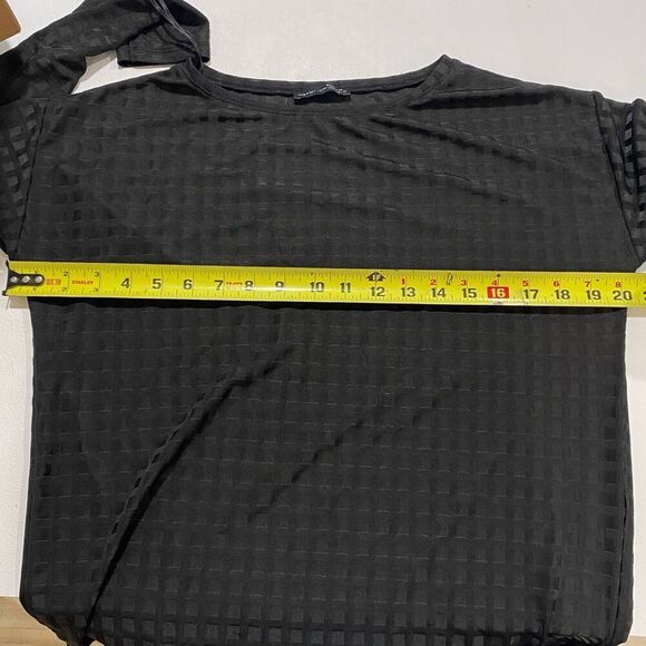 ZARA W&B Black Grid Sheer Long Sleeve Top | Size M - Picture 4 of 4